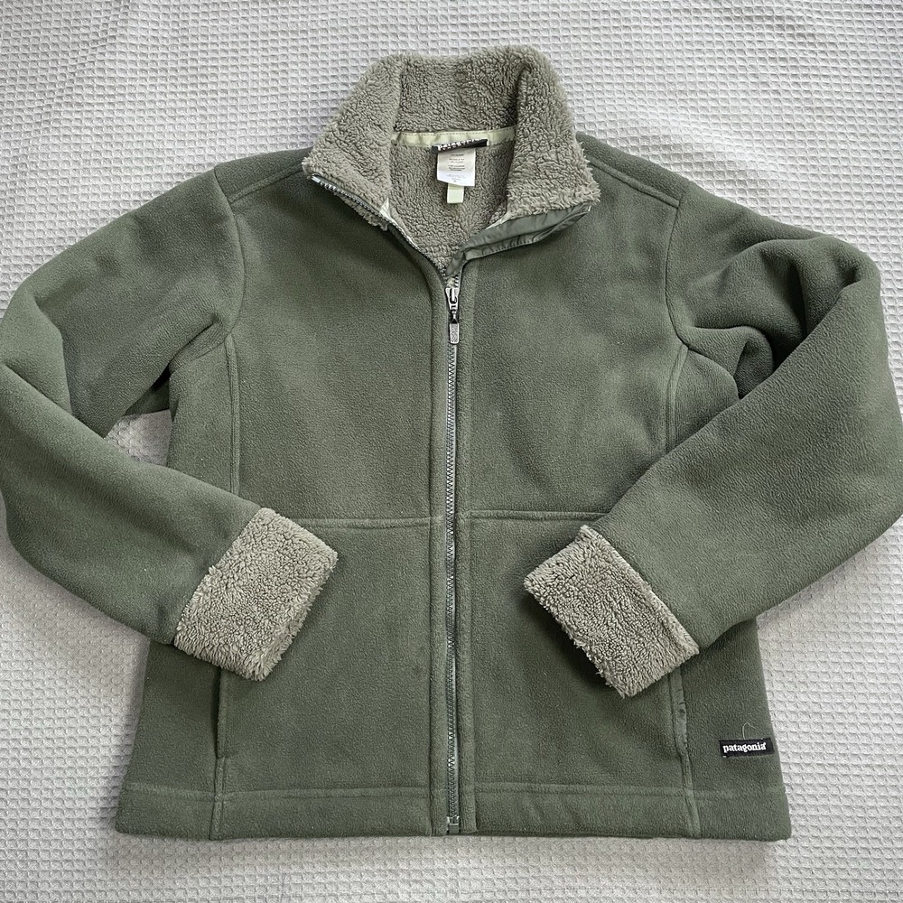 Patagonia Synchilla Windzone Fleece Jacket Medium Womens Olive Green